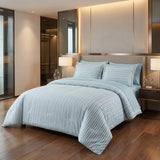 Light Blue Queen Cotton Washable Duvet Cover Set