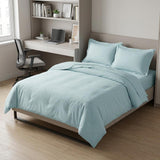 Light Blue Twin Cotton Washable Duvet Cover Set