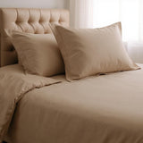 Taupe Twin Cotton Washable Duvet Cover Set With Sham