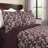 Green Pink And Purple King Flannel Washable Duvet Cover Set With Two Shams