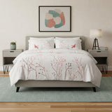 White And Red Queen Cotton Washable Duvet Cover Set With Two Shams