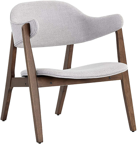 23" Light Gray And Brown Upholstered Blend Wingback Chair