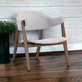 23" Light Gray And Brown Upholstered Blend Wingback Chair