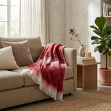 52" X 67" Red and White Woven Wool Blend Throw Blanket