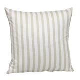 16" Taupe and White Striped Cotton Throw Pillow