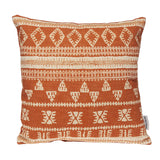 18" X 18" Orange and Ivory Southwestern Cotton Throw Pillow