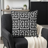 20" Black and White Interlocking Cotton Throw Pillow