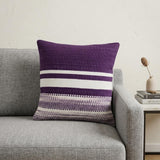18" Purple and White Cotton Throw Pillow