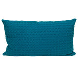 14" X 26" Teal Cotton Lumbar Throw Pillow with Texture
