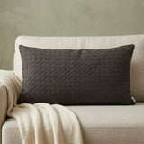 14" X 26" Dark Gray Cotton Lumbar Throw Pillow with Texture