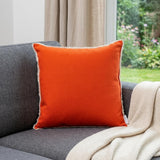 16" Orange Cotton Throw Pillow With Fringe