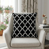 20" Black and White Geometric Cotton Throw Pillow