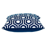 8' X 10' Navy Blue Charcoal And Ivory Damask Washable Indoor Outdoor Area Rug