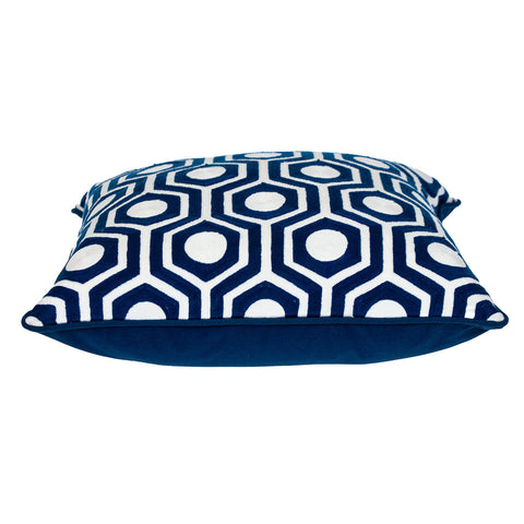 8' X 10' Navy Blue Ivory And Gray Floral Washable Indoor Outdoor Area Rug