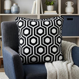 20" Black and White Geometric Cotton Throw Pillow