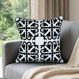 20" Black and White Geometric Cotton Throw Pillow