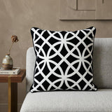 20" Black Geometric Cotton Throw Pillow