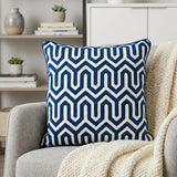 20" Blue Geometric Cotton Throw Pillow