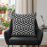 20" Black Geometric Cotton Throw Pillow