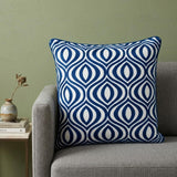 20" X 20" Blue Geometric Cotton Zippered Pillow