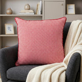 18" Red and White Cotton Reversible Throw Pillow