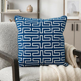 20" Blue Geometric Cotton Throw Pillow