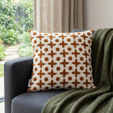 18" Beige and Brown Geometric Cotton Throw Pillow