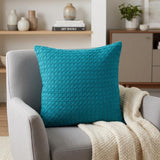 20" Blue Cotton Throw Pillow With Texture