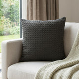 20" Gray Cotton Throw Pillow With Texture