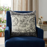 20" Beige And Gray Damask Cotton Throw Pillow