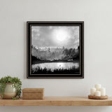 Big Moon Lake Black Framed Print Wall Art
