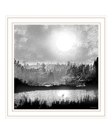 Big Moon Lake White Framed Print Wall Art