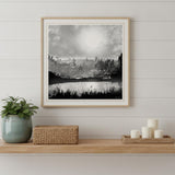 Big Moon Lake White Framed Print Wall Art