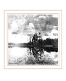 Lakeside Pines White Framed Print Wall Art