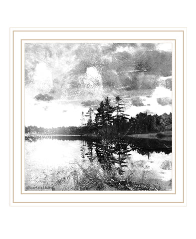 Lakeside Pines White Framed Print Wall Art