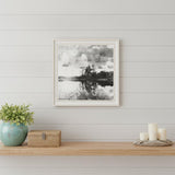 Lakeside Pines White Framed Print Wall Art