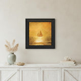 Solo Gold Sunset Sailboat Black Framed Print Wall Art