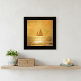 Solo Gold Sunset Sailboat Black Framed Print Wall Art