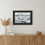 Birds on a Pier Black Framed Print Wall Art