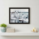 Birds on the Pier Black Framed Print Wall Art