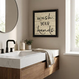 Wash Your Hands Black Framed Print Bathroom Wall Art