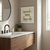 Wash Your Hands White Framed Print Bathroom Wall Art