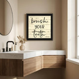 Brush your Teeth Black Framed Print Bathroom Wall Art