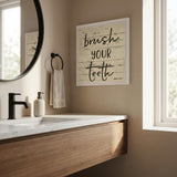 Brush your Teeth White Framed Print Bathroom Wall Art