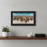 Bison Herd Black Framed Print Wall Art