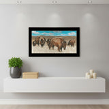 Bison Herd Black Framed Print Wall Art