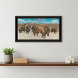 Bison Herd Black Framed Print Wall Art