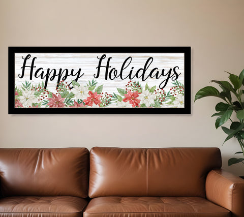 Happy Holiday Black Framed Print Wall Art