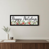 Happy Holiday Black Framed Wall Art
