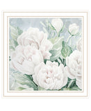 Peaceful Peonies In Full Bloom White Framed Print Wall Art